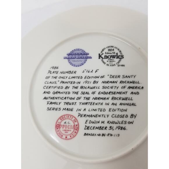 Norman Rockwell Deer Story Clause Collection Christmas Knowles Plate 1986 - Picture 7 of 10